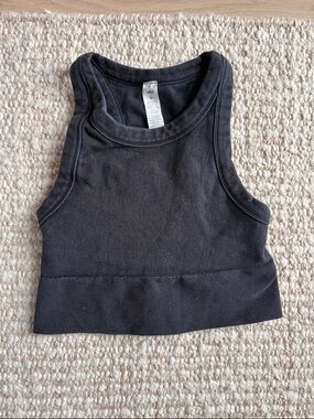 ALO Yoga Black Ribbed Racerback Sports Bra